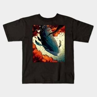 Diving Fantasy Whale in Autumn Forest Kids T-Shirt